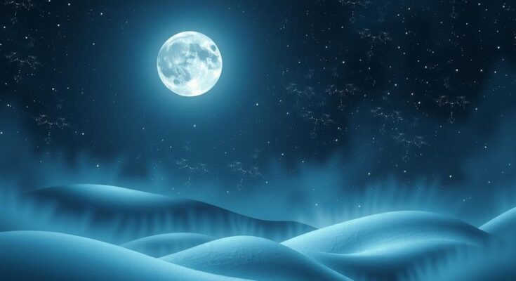 Celestial scene featuring the moon and stars, symbolising foresight and reflections of astrological insights.
