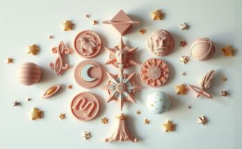 Celestial zodiac symbols with astrological elements in soft pastel colours suggesting harmony and guidance.
