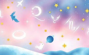 Celestial theme representing Zodiac signs with pastel colours and starry elements, conveying harmony and guidance.