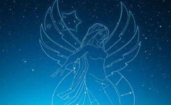 A celestial scene depicting Virgo's influence with luminous stars and a soothing colour palette.