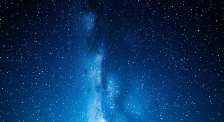 Celestial scene with a sparkling night sky and shimmering stars, symbolising wealth and prosperity in astrology.
