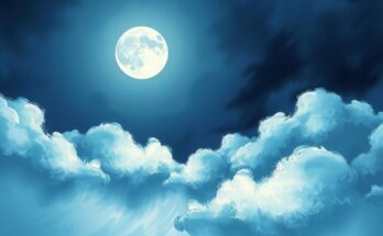 A serene night sky illuminated by a full moon, symbolizing change and lightness in life.