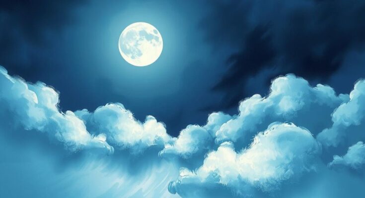 A serene night sky illuminated by a full moon, symbolizing change and lightness in life.