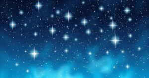 Celestial theme with stars and a night sky; soothing blues and pastel shades create a tranquil atmosphere.