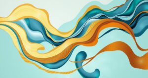 An abstract representation blending the colours gold, sky blue, and mint green, symbolising emotional balance.