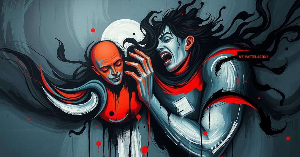A symbolic representation of political fatigue, featuring drained colours and abstract shapes, conveying exhaustion.