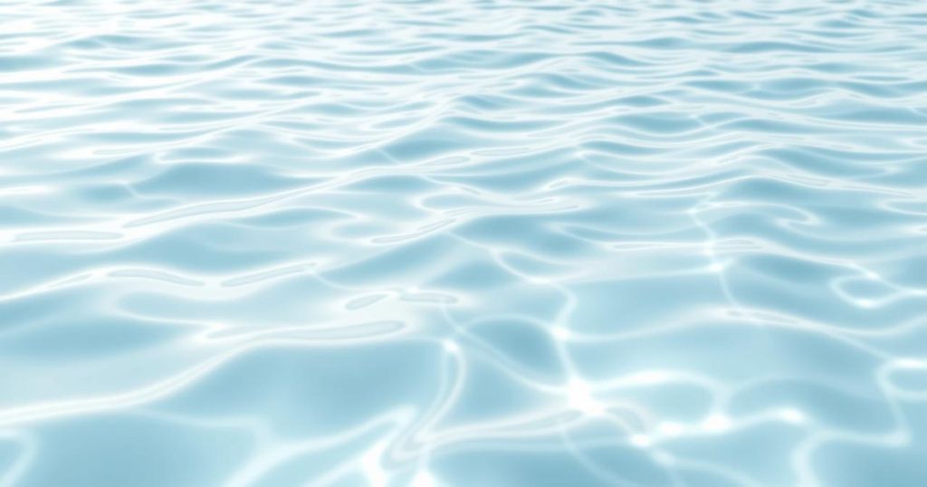 A serene water-themed artwork symbolising intuition and care, featuring calming shades of white and blue for relaxation.