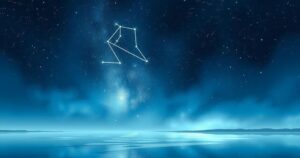 A serene starry night sky over a tranquil landscape, symbolising astrology and zodiac signs appreciation.